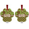 Green & Brown Toile & Chevron Metal Paw Ornament - Front and Back