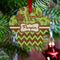 Green & Brown Toile & Chevron Metal Paw Ornament - Lifestyle