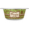 Green & Brown Toile & Chevron Stainless Steel Dog Bowl (Personalized)