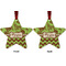 Green & Brown Toile & Chevron Metal Star Ornament - Front and Back