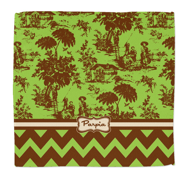 Custom Green & Brown Toile & Chevron Microfiber Dish Rag (Personalized)