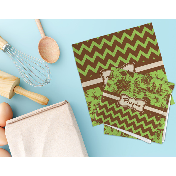 Green & Brown Toile & Chevron Microfiber Dish Rag - LIFESTYLE