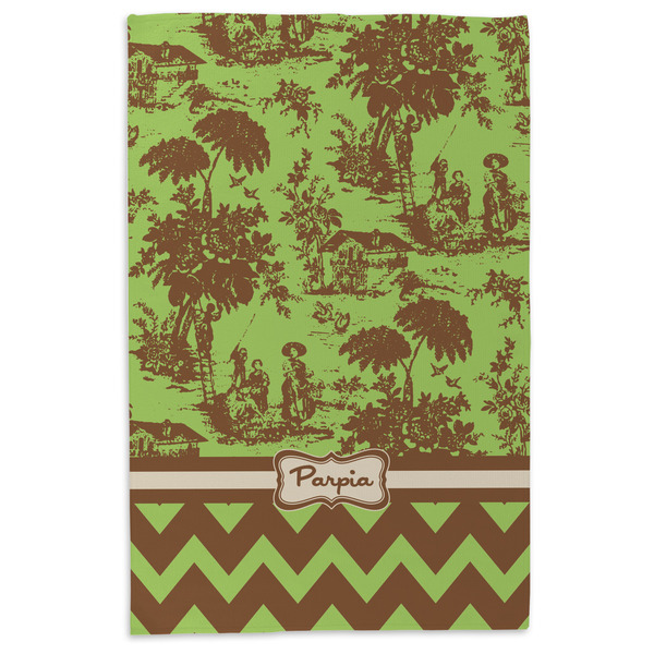 Green & Brown Toile & Chevron Microfiber Dish Towel - APPROVAL