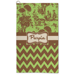 Green & Brown Toile & Chevron Microfiber Golf Towel (Personalized)