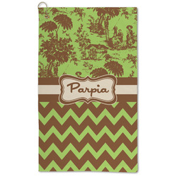 Green & Brown Toile & Chevron Microfiber Golf Towel - Large (Personalized)