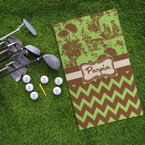 Green & Brown Toile & Chevron Microfiber Golf Towels - LIFESTYLE