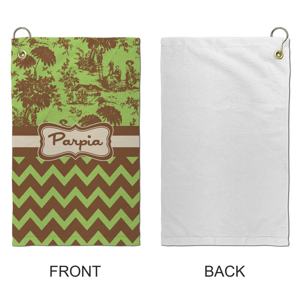 Green & Brown Toile & Chevron Microfiber Golf Towels - Small - APPROVAL