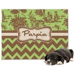 Green & Brown Toile & Chevron Dog Blanket - Large (Personalized)
