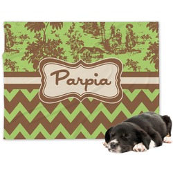Green & Brown Toile & Chevron Dog Blanket (Personalized)
