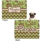 Green & Brown Toile & Chevron Microfleece Dog Blanket - Regular - Front & Back