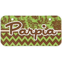 Green & Brown Toile & Chevron Mini/Bicycle License Plate (2 Holes) (Personalized)