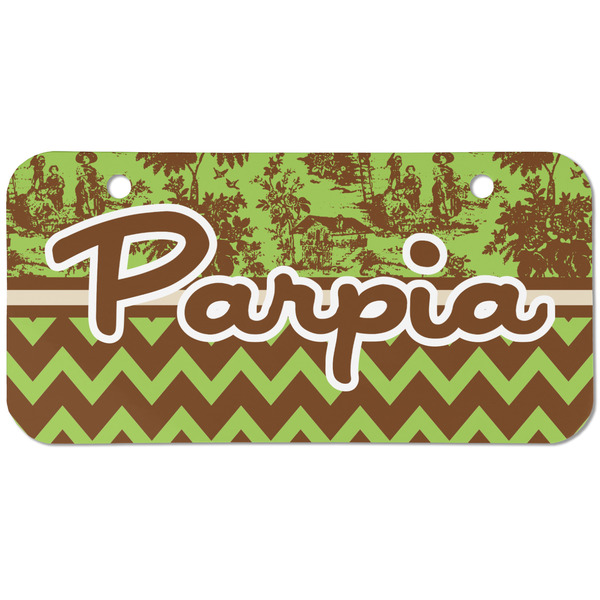 Custom Green & Brown Toile & Chevron Mini/Bicycle License Plate (2 Holes) (Personalized)