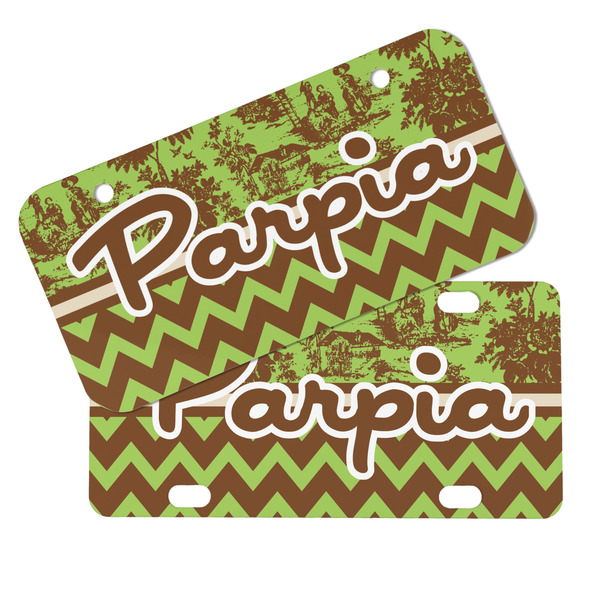 Green & Brown Toile & Chevron Mini License Plates - MAIN (4 and 2 Holes)