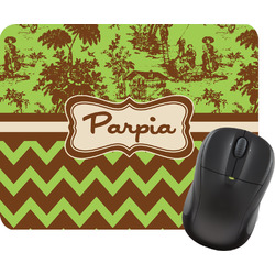 Green & Brown Toile & Chevron Rectangular Mouse Pad (Personalized)