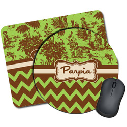 Green & Brown Toile & Chevron Mouse Pad (Personalized)