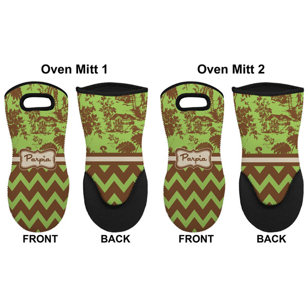 Green & Brown Toile & Chevron Neoprene Oven Mitt - Set of 2 - Approval