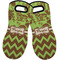 Green & Brown Toile & Chevron Neoprene Oven Mitts - Set of 2 w/ Name or Text
