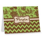 Green & Brown Toile & Chevron Note cards (Personalized)