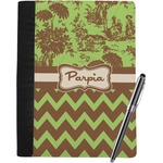 Green & Brown Toile & Chevron Notebook Padfolio - Large w/ Name or Text
