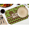 Green & Brown Toile & Chevron Octagon Placemat - Single front (LIFESTYLE) Flatlay
