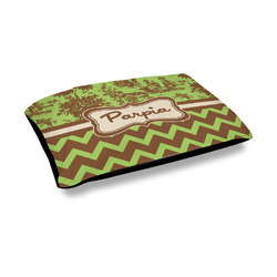 Green & Brown Toile & Chevron Outdoor Dog Bed - Medium (Personalized)