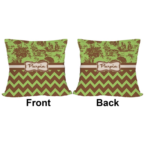 Green & Brown Toile & Chevron Outdoor Pillow - 18x18
