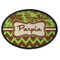 Green & Brown Toile & Chevron Oval Patch