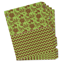 Green & Brown Toile & Chevron Binder Tab Divider Set (Personalized)