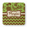 Green & Brown Toile & Chevron Paper Coasters - Approval