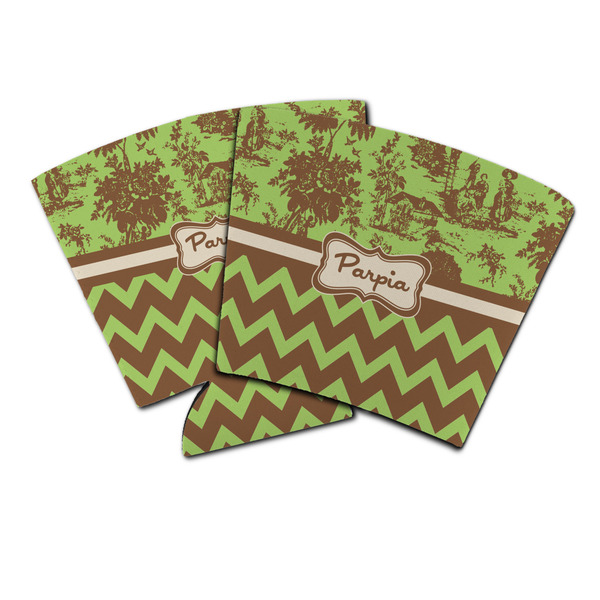Custom Green & Brown Toile & Chevron Party Cup Sleeve (Personalized)
