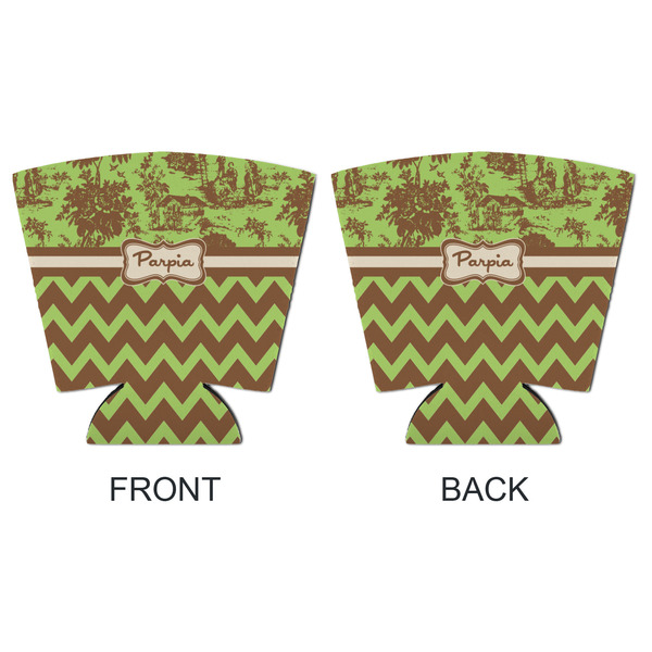 Green & Brown Toile & Chevron Party Cup Sleeves - with bottom - APPROVAL