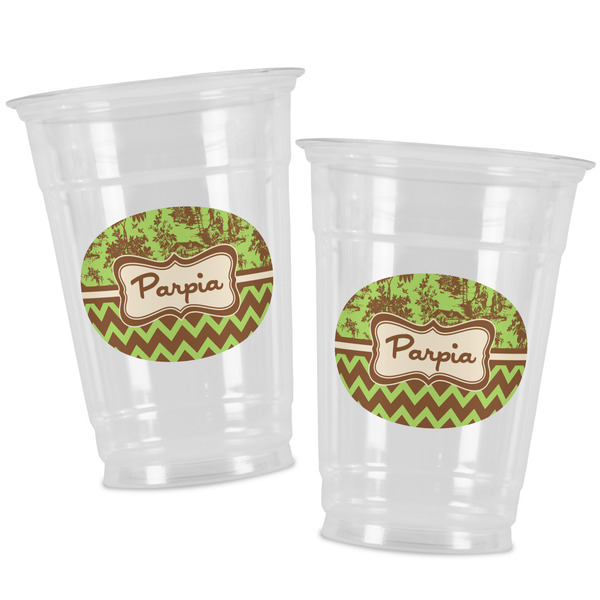 Green & Brown Toile & Chevron Party Cups - 16oz - Alt View