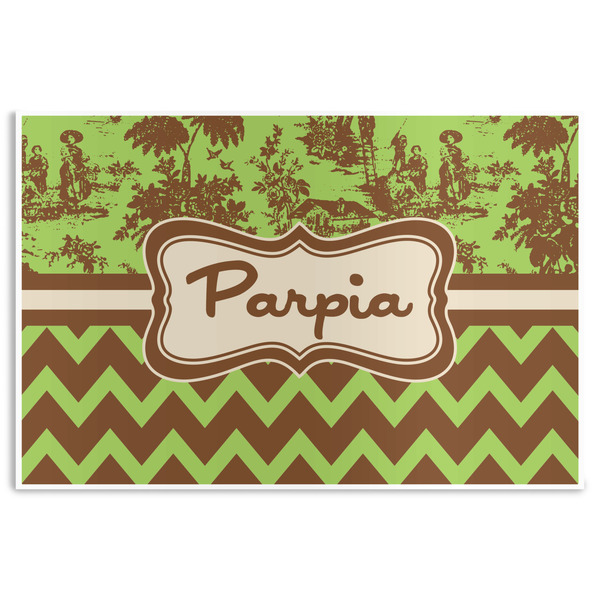 Custom Green & Brown Toile & Chevron Disposable Paper Placemats (Personalized)