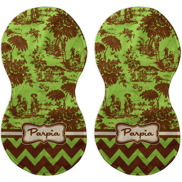 Green & Brown Toile & Chevron Peanut Shaped Burps - Approval
