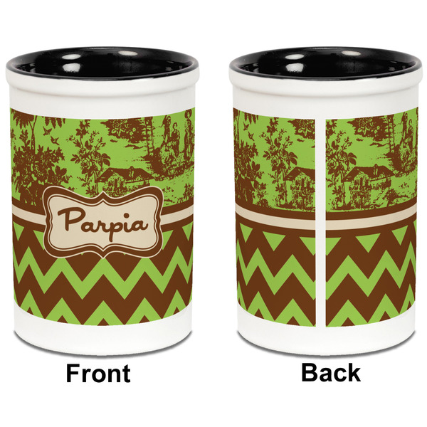 Green & Brown Toile & Chevron Pencil Holder - Black - approval