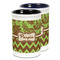 Green & Brown Toile & Chevron Ceramic Pencil Holder - Large