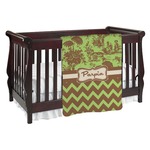 Green & Brown Toile & Chevron Baby Blanket (Double Sided) (Personalized)