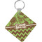 Green & Brown Toile & Chevron Personalized Diamond Key Chain