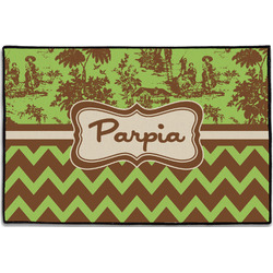 Green & Brown Toile & Chevron Door Mat - 36"x24" (Personalized)