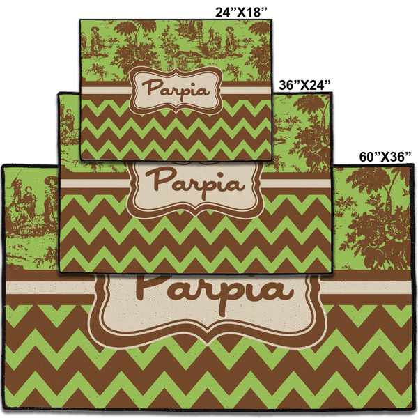 Green & Brown Toile & Chevron Personalized Door Mat - Group Parent IMF
