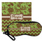 Green & Brown Toile & Chevron Eyeglass Case & Cloth (Personalized)