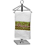 Green & Brown Toile & Chevron Cotton Finger Tip Towel (Personalized)