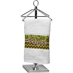 Green & Brown Toile & Chevron Cotton Finger Tip Towel (Personalized)