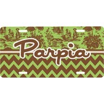 Green & Brown Toile & Chevron Front License Plate (Personalized)