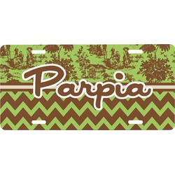 Green & Brown Toile & Chevron Front License Plate (Personalized)