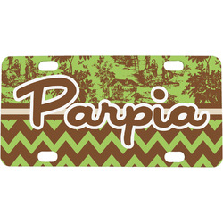 Green & Brown Toile & Chevron Mini / Bicycle License Plate (4 Holes) (Personalized)