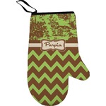 Green & Brown Toile & Chevron Right Oven Mitt (Personalized)