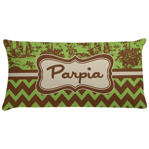 Custom Green & Brown Toile & Chevron Pillow Case - King (Personalized)