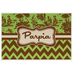 Green & Brown Toile & Chevron Laminated Placemat w/ Name or Text