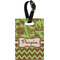 Green & Brown Toile & Chevron Plastic Luggage Tag - Rectangular w/ Name or Text